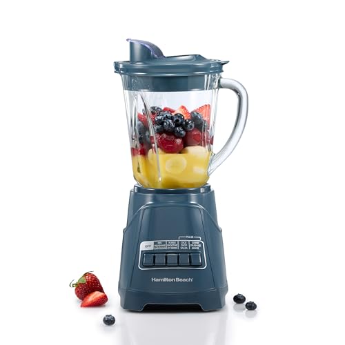 Hamilton Beach Power Elite Wave Action Blender For Smoothies, 40 Oz Glass Jar, 12 Functions Including Puree, Crush Ice, 700 Watts - Kitchen Makeover Blue (58155)