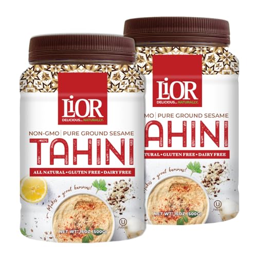 LiOR Tahini Paste, Pure Stone Ground Sesame Seed Butter - USDA Single-Ingredient Ethiopian Sesame - Creamy Tahini Sauce for Hummus and Dubai Chocolate - Kosher Vegan, 16 oz Pack 2