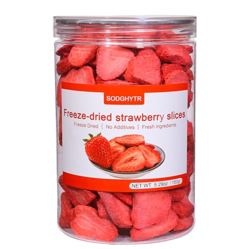 SODGHYTR Freeze Dried Strawberries Slices 5.29oz,Natural Fruit,Non-GMO