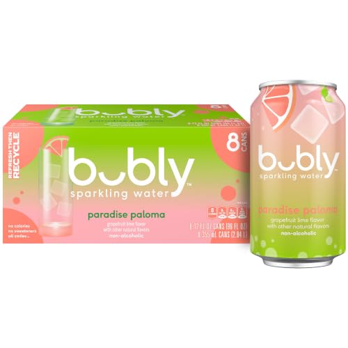 Bubly Sparkling Water, Paradise Paloma, 12 Fl Oz X 8 | Zero Sugar, Zero Calories, Seltzer Water