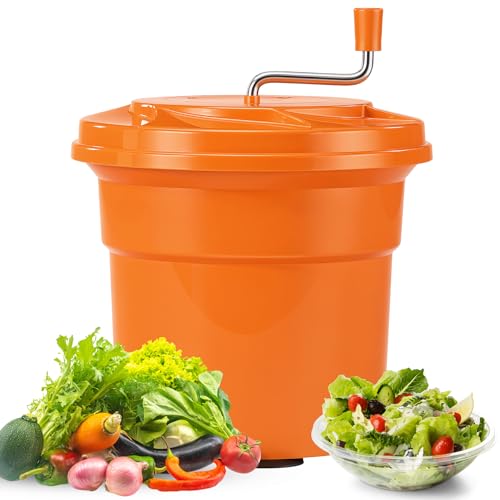 Fnova Commercial Salad Spinner, 6.6 Gal / 26.42 Qt Salad Spinner with 4.92 ft Drain Tube & Anti-Slip Feet, Large Manual Lettuce Spinner for Catering, Home, Farm