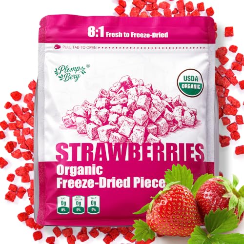 Organic Freeze Dried Strawberries Pieces, Dehydrated Fruit & Dry Berries