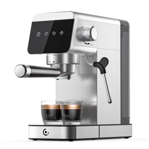 AMZCHEF 20 Bar Compact Home Espresso Coffee Machine, Matte Silver