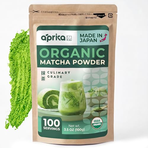 Matcha Powder for Latte, Smoothies and Recipes, Organic Japanese Matcha Powder, Culinary Grade Green Tea Powder 3.5 oz/100g - USDA & JAS Organic by Aprika Life