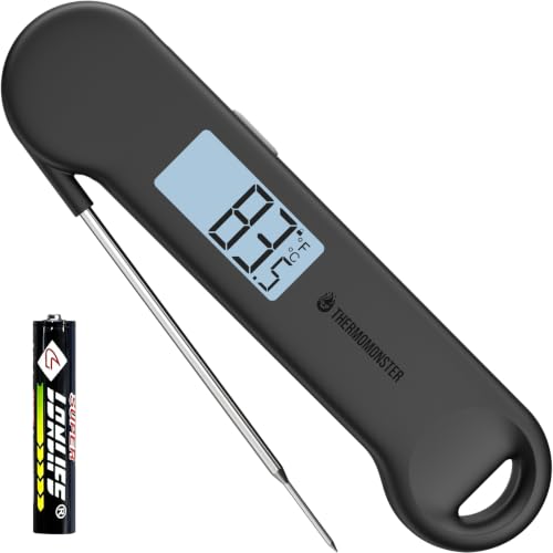 0.5 Sec Instant Read Meat Thermometer Digital for Outdoor Fryer, Black
