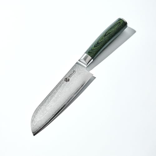 HexClad 7" Japanese Damascus Stainless Steel Santoku Knife, Full Tang