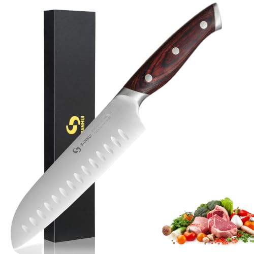 SANHUI Santoku Knife 7 Inch, Ultra Sharp Kitchen Knife