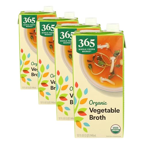 365 by Whole Foods Market, Organic Vegetable Broth, 32 Fl Oz (Pack of 4)
