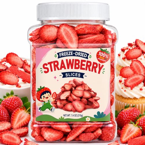 7.4oz Freeze-Dried Strawberry Slices, No Sugar Added Strawberry Slices