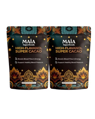Maia Ceremonial Cacao | Super Cacao | High Flavanols | Supports Healthy Blood Pressure, Cardiovascular Wellness | Theobromine | 30 Servings (Pack Of 2)
