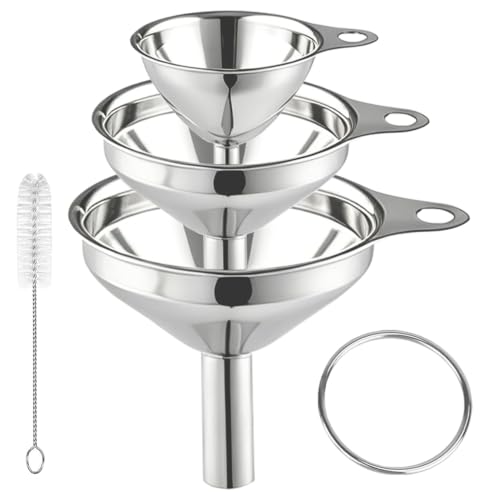 Funnels for Kitchen Use Filling Bottles, Stainless Steel Funnel Set of 3