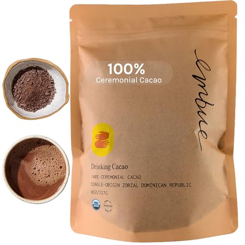 Embue Ceremonial-Grade 100% Pure Cacao Flakes | Organic Single-Origin Cacao from Reserva Zorzal, Dominican Republic | Unsweetened, Heavy Metals Tested & High in Natural Flavanols (8 oz)