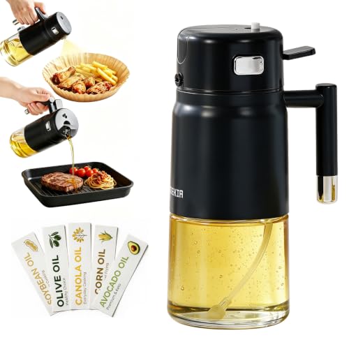 DODO MEKIA 23.7oz Glass Olive Oil Sprayer for Cooking, 2 in 1 Spray & Pour Bottle Fine Mist Oil Mister, Leakproof Design for Air Fryer, Kitchen, Salad & BBQ