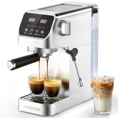 Aromaster 1400W Espresso Machine with Milk Frother, Stainless Steel