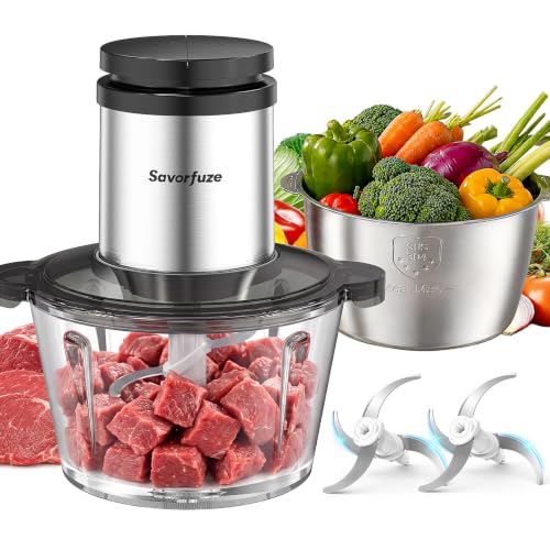Food Processor with 2 Bowls (8 Cup+8 Cup), 2-Speed Electric Food Chopper
