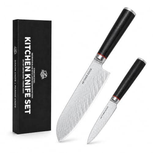 AETHER EDGE 2-Piece Santoku Chef Knife Set, 7" Santoku & 3.5" Paring
