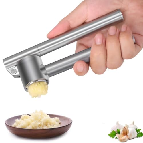 Heavy Duty Garlic Press, Stainless Steel Dishwasher Safe Garlic Crusher & Mincer, Rust Proof & Ergonomic Grip Handle, Easy Squeeze Garlic Twister Mincer Kitchen Gadgets for Garlic, Ginger, Spices
