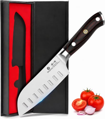 imarku Santoku Knife 5 Inch, Ultra Sharp Chef Knife with Pakkawood Handle