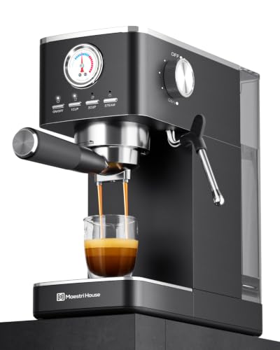 Compact Espresso Machine, 20 Bar Italian Pump with Milk Frother | Powerful Steam Wand,Consistent Espresso Shots,Beginner-Friendly Controls