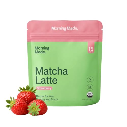 Morning Made Strawberry Ceremonial Grade Matcha Powder - USDA Organic Japanese Green Tea Matcha Powder from Uji Japan - Vegan, Gluten-Free, Resealable Tin (2.65 oz, 15 Servings)