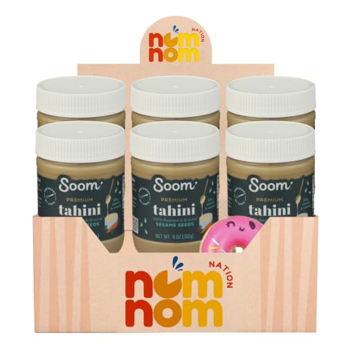 Soom Foods Premium Tahini 11 Ounce (Pack of 6) - Creamy Sesame Seed Paste with Random Item - 7 Total Items
